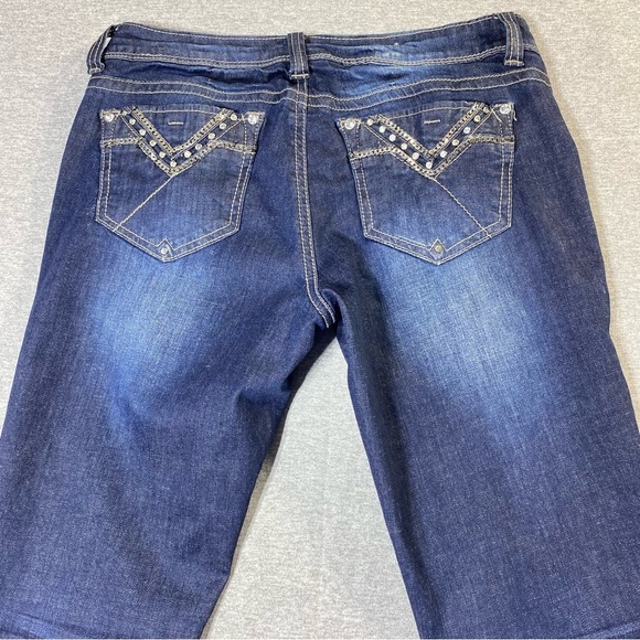 Grace In LA Skinny Jeans Women 9/28 Blue Embellished Skinny Textured Faded Denim - Picture 10 of 16